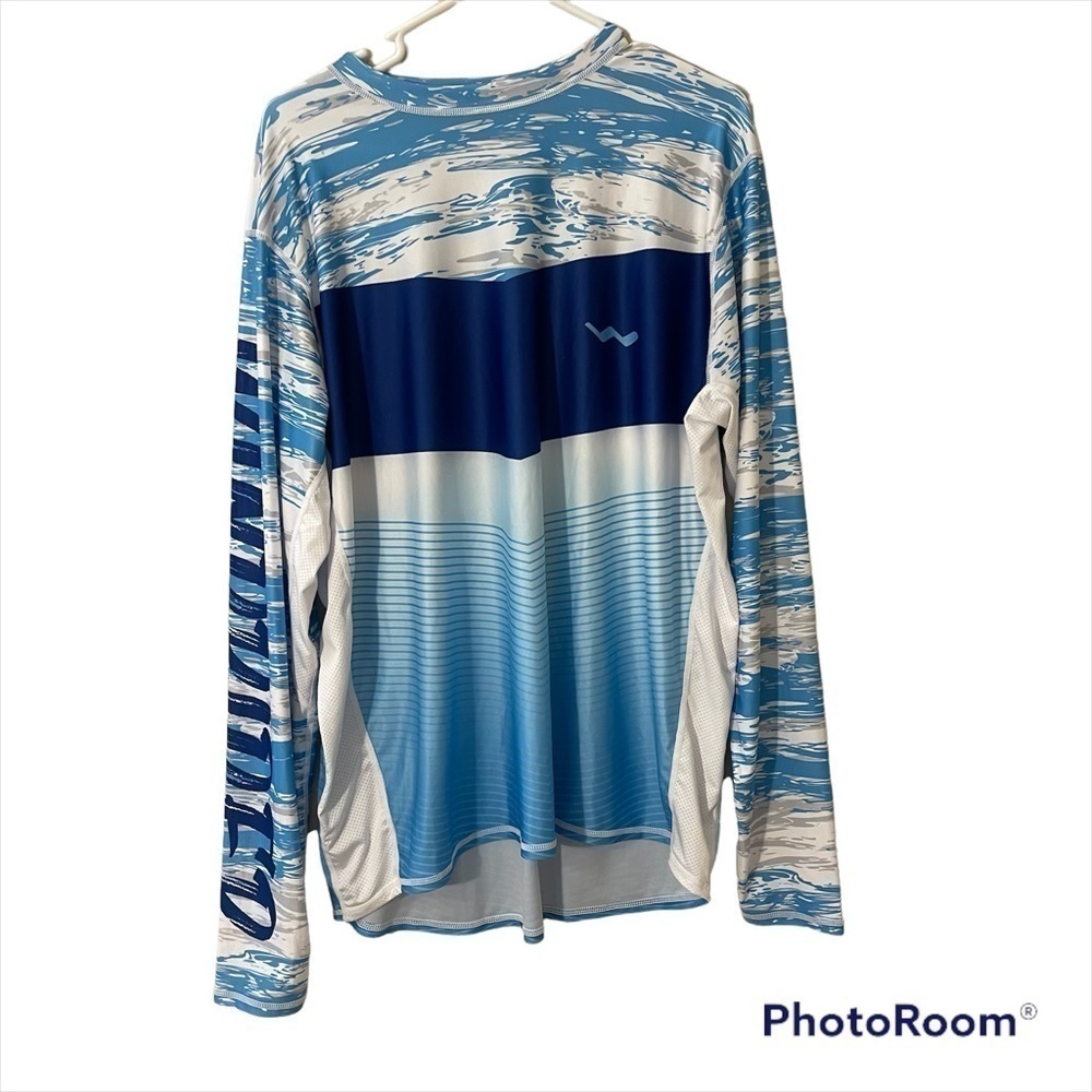 Wind rider long sleeve fishing shirt with polyester and spandex mens size L
